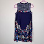 Maeve  Anthropologie Blue Floral Embroidered Mini Shift Dress Womens 2 Sleeveless Photo 2