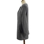 Nu New York Gray Pinstripe Wool Collarless Blazer Jacket Snap Closure S/M Photo 2