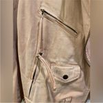 Free People  Light Pink Denim Motorcycle Style Jacket Photo 9