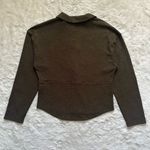 Madewell  Blouse Twist-Front Long-Sleeve Top Ribbed Crepe Expedition Green Sz L Photo 3