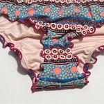 Shade & Shore  Ruffle Cheeky Bikini Bottom Pink Pattern Lettuce Hem NWOT XS Photo 3