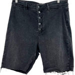 Free People  We The Free Crvy Bermuda Shorts‎ Exposed Button Fly Faded Black 34 Photo 0