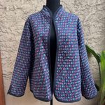 North Style Navy Blue Cottagecore Floral Quilted Lightweight Reversible Jacket Size XL Photo 5