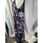 Bellambra Maxi Dress Navy Blue Floral Halter Neck Sleeveless Italy Size S Silk Photo 3