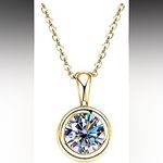 Boutique 2 Ct Solitaire Diamond Necklace‎ | 14k Yellow Gold Over 925 Sterling Silver NWT Photo 1