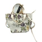 Latique Shoulder Bag Crossbody Satin Floral Beige Gold Purple Zip Closure Tan Photo 1