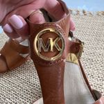 Michael Kors Michael‎ Kors Brown Leather MK Logo Gladiator Heels Sandals Women's 8.5M Photo 4