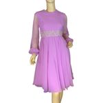 VINTAGE 1960'S JACK BRYAN BY DUPUIS ORCHID PURPLE CHIFFON BEADED COCKTAIL DRESS Photo 1
