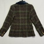 Mystree  Plaid Blazer Jacket Velvet Collar green preppy Gold Button Tweed Size S Photo 7