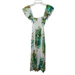 Women Floral Dress Small Cottagecore Tropical Smocked Midi Lightweight Vacation Green Photo 4
