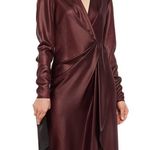 Rag and Bone NEW  Mckenzie Midi Dress Foil Coated Faux Leather burgundy red Sz 4 Photo 1