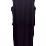 R & M Richards Vintage 90s Beaded Bi Layer Burgundy Sheath Midi Dress Size 18 Photo 0