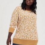 Torrid  Plus Size 2X Drop Shoulder Pullover Sweater Popcorn Leopard Yellow NEW Photo 0
