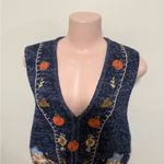 White Stag  Zip Front Sweater Vest Scarecrow Embroidered Pumpkins Fall size large Photo 4