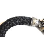 Chico's  Black Leather Braided Cord Zebra Enamel Inlay Pendant Necklace Photo 3