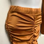 Meek Kash Queen- Rust One Arm Cropped Ruched Skirt Set Photo 5