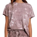 Lulus New Tie Dye Cozy Livin' Tee Crewneck Short Sleeve T-Shirt Vintage Berry Photo 0