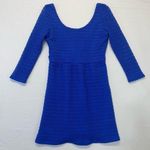 Francesca’s Royal Blue Crochet Mini Dress Size Small open back V Photo 5