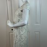 Nicole Miller Silk One Shoulder Dress Maxi 10 Long Foil Silver White Gown Size 2 Photo 4