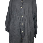 Soft Surroundings #828  Women's 1X Button-Front Linen Shirt, Black Photo 0