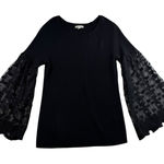 Cato  14 / 16 Top Lace Bell Sleeves Black Whimsigoth Fairy Ribbed Pullover Fitted Photo 0