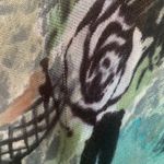 None Sarong Scarf Bright Turquoise Black Rose Floral Fringe Boho Gypsy Colorful Photo 3