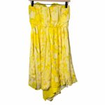 Vince Camuto Yellow Floral Chiffon Strapless Asymmetrical Dress Womens Size 10 Photo 1