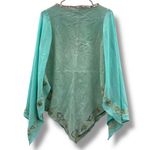 wilson's leather Vintage Blue Suede Boho Western Sequin Kimono Sleeve Top Sz XL Photo 4