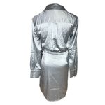 NWOT Lulus Women's M Painterly Perfection Slate Blue Satin Wrap Mini Dress Party Size M Photo 5