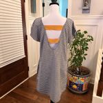 Roxy  NWOT Peak Moments Modal Dark Gray & White Striped Dress/Tunic Unique Back Photo 3