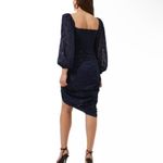 ASTR New! The Label Athens Ruched Ruffle Front
Puff Sleeve Midi Dress Navy Small Photo 3