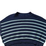 Free People  Easy Street Crop Navy Stripped Sweater XS Coastal Mock Neck Pullover Photo 3