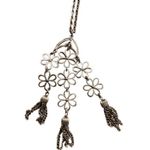 Vintage Silver Tone Flowers & Tassels Necklace Jewelry Waterfall Pendant Photo 5