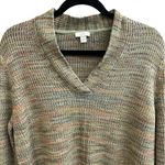 J.Jill  Marled Knit V Neck Sweater Rainbow Multicolor Women's Large Pullover Photo 2
