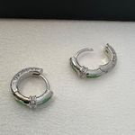 14mm CZ Small Hoop Earrings for Men Women,Streetwear Hop Hop Unisex Style Silver Photo 2