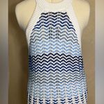 Loft Womens Maui Blue Textured Stripe knit Racerback Halter Sweater|Sz:L-Petite Photo 0