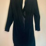 Bob Mackie Black Faux Wrap Sequin Evening Dress Long Sleeve V Neck 12 Vintage Photo 2
