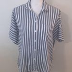 Madewell  blue Striped Button-Up Shirt short sleeve slit Photo 0