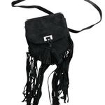 EXPRESS Black Suede Fringe Mini Crossbody Bag Boho Festival Style Photo 0