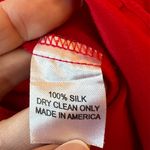 Amanda Uprichard  100% Silk Red Rolled Sleeve Button Up Lightweight Blouse Large Photo 4