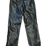 Elie Tahari  Exclusive vegan leather black pant with side gold chains size 4 Photo 0