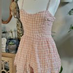 Forever 21 Peach Gingham Smocked Romper - Size S Photo 1