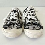 Coach Women’s Lace Up Sneaker Shoes Size 7.5 B Black Gray Signature Print Photo 2
