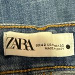 ZARA Women's Blue Medium Wash Mid Rise Crop Flared Bootcut Denim Jeans Size 10 Photo 3