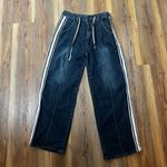 Commense Wide Leg Baggy Drawstring Racing Stripe High Waisted Denim Jeans M Blue Size M Photo 4