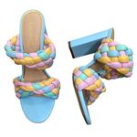 Liliana Multi Pastel stacked block heel open toe sandals Photo 0
