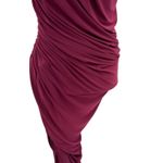Norma Kamali  Diana Gown One Shoulder Bodysuit Ruched Plus Maroon Size Small Photo 5