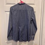 Gap Women Blue Chambray Ruffle Front Long Sleeve Button Up Shirt Size Large Photo 4