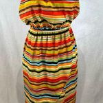 Jondie Multicolor striped strapless faux wrap dress size small Photo 0