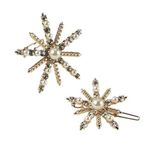 Tayshia by Scunci nwt Matching Rhinestone and Pearl Starburst Hair Clips, Gold Photo 0